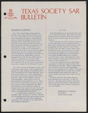 Primary view of object titled 'Texas Society SAR Bulletin, May 1981'.