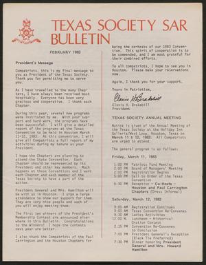 Primary view of object titled 'Texas Society SAR Bulletin, February 1983'.