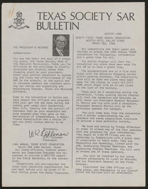 Primary view of object titled 'Texas Society SAR Bulletin, Winter 1986'.
