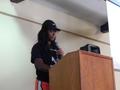 Primary view of [Woman in cap speaking at BSE]