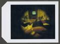 Photograph: [Man and woman laying in bed with television in background]