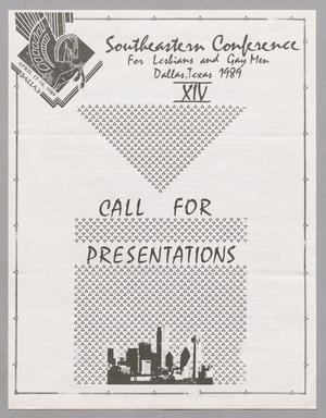 Primary view of object titled '[1989 Southeastern Conference for Lesbians and Gay Men call for presentations booklet]'.