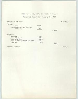 Primary view of object titled '[1988 financial report and January 1989 financial report]'.