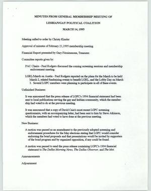 Primary view of object titled '[LGPC meeting minutes, March 14, 1995]'.
