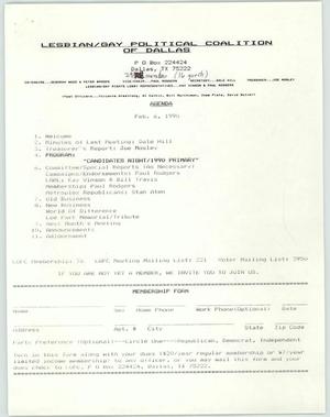 Primary view of object titled '[LGPC meeting agenda, February 6, 1990]'.