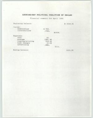 Primary view of object titled '[LGPC financial summary, April 1990]'.