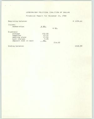 Primary view of object titled '[LGPC financial report, November 30, 1988]'.