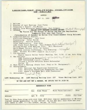 Primary view of object titled '[LGPC meeting agenda, May 10, 1988]'.