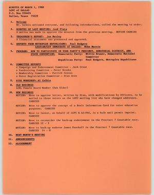 Primary view of object titled '[LGPC meeting minutes, March 1, 1988]'.