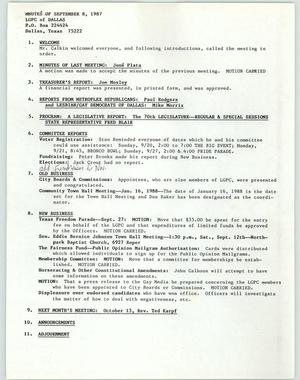 Primary view of object titled '[LGPC meeting minutes, September 8, 1987]'.
