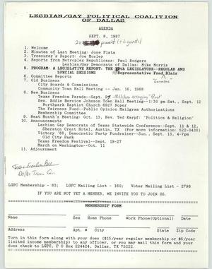 Primary view of object titled '[LGPC meeting agenda, September 8, 1987]'.