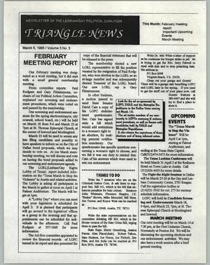 Primary view of object titled 'Triangle News, Volume 3, Number 3, March 5, 1995'.