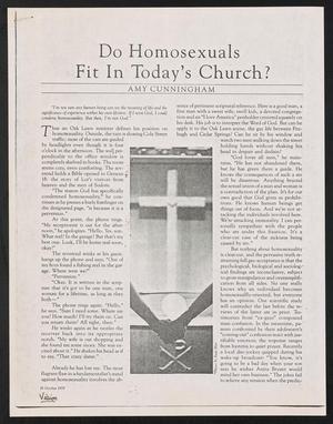 Primary view of object titled '[Clipping: Do Homosexuals Fit In Today's Church?]'.
