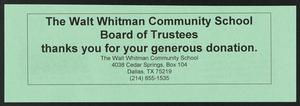 Primary view of object titled '[Walt Whitman Community School donation slip]'.