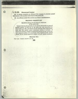 Primary view of object titled '[Copy of Texas Penal Code Section 21.06]'.