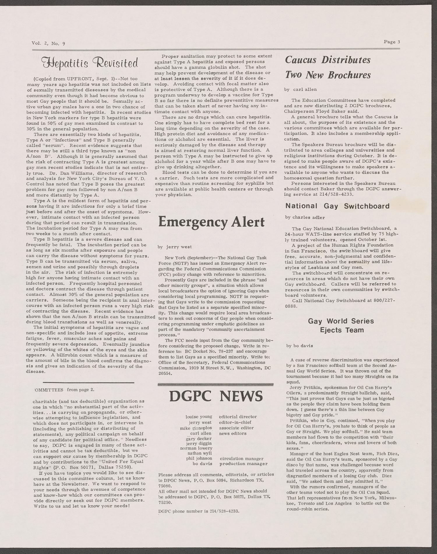 [The Dallas Gay Political Caucus News, Volume 2, Number 9, October 1978]
                                                
                                                    [Sequence #]: 3 of 4
                                                