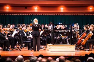 Primary view of object titled '[ [The UNT Symphony Orchestra performing at the UNT College of Music Gala]'.
