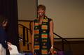 Photograph: [Young woman in Kente stole at UNT ceremony]