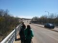 Primary view of [Students walking down Edmund Pettus Bridge]