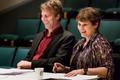 Photograph: [David Cutler and Deborah Brooks seated at the UNT Music Entrepreneur…