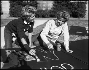 Primary view of object titled '[Alpha Delta Pi Sisters Making Signs]'.