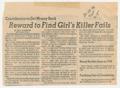 Thumbnail image of item number 1 in: '[Clipping: Reward to Find Girl's Killer Fails]'.