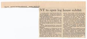 Primary view of object titled '[Clipping: NT to open log house exhibit]'.