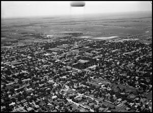 Primary view of object titled '[Campus - Aerial - Curry Hall - 7/1950]'.