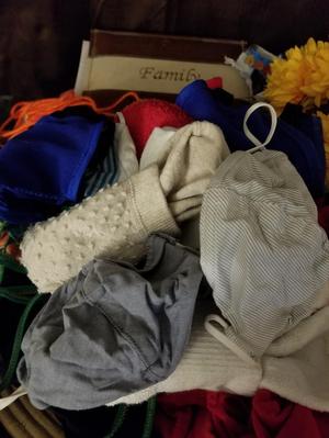 Primary view of object titled '[Family collection of face masks and socks]'.