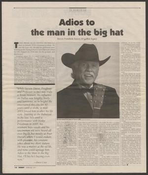 Primary view of object titled '[Clipping: Adios to the man in the big hat]'.