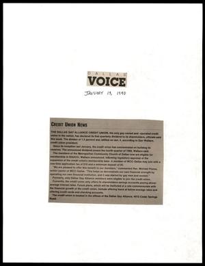 Primary view of object titled '[Clipping: Credit union news]'.
