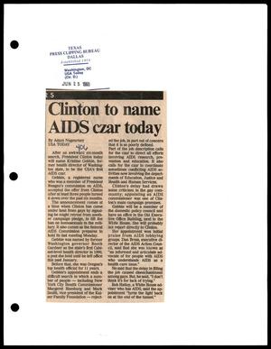 Primary view of object titled '[Clipping: Clinton to name AIDS czar today]'.