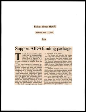 Primary view of object titled '[Clipping: Support AIDS funding package]'.