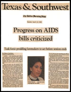 Primary view of object titled '[Clipping: Progress on AIDS bill criticized]'.