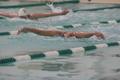 Photograph: [Photograph of Swimming and Diving members doing butterfly stroke]