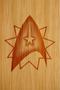 Photograph: Custom-made coffin design with Star Trek logo and Baha'i star