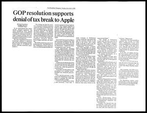 Primary view of object titled '[Clipping: GOP resolution supports denial of tax break to Apple]'.