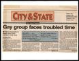 Thumbnail image of item number 1 in: '[Clipping: Gay group faces troubled time]'.