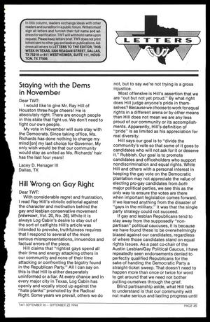 Primary view of object titled '[Clipping: Hill wrong on gay right]'.