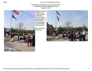 Primary view of object titled 'The McKinney Chapter presented a Flag Certificate to the Primrose School in McKinney, Texas: January 24, 2012'.