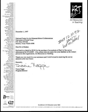 Primary view of object titled '[Letter from Tracie Nappi to the NCAMSC, December 1, 1997]'.