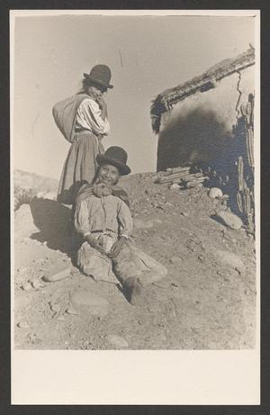 Primary view of object titled '[Two girls on a rocky hill]'.