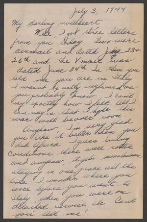 Primary view of object titled '[Letter from Letter from Carolyn R. Itri to Nicholas C. Soviero, July 3, 1944]'.