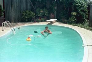 Primary view of object titled '[Man in pool photograph]'.