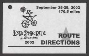 Primary view of object titled '[Lone Star Ride 2002 key ring route directions]'.