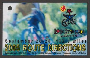 Primary view of object titled '[Lone Star Ride 2005 key ring route directions]'.