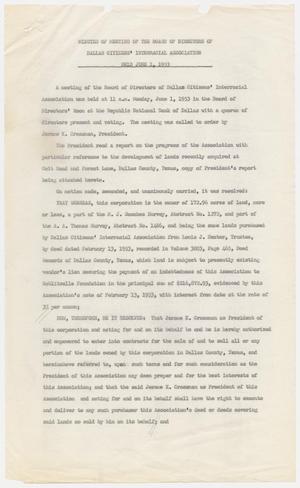 Primary view of object titled '[Minutes of the Board of Directors meeting of the Dallas Citizens' Interracial Association]'.