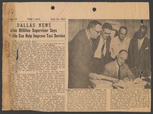 Primary view of object titled '[Clipping: Dallas Utilities Supervisor Says Public Can Help Improve Taxi Service]'.