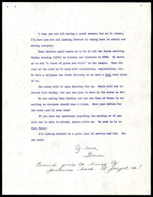 Primary view of object titled '[Letter form Karen to the Green Jackets]'.