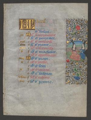 Primary view of object titled '[French Book of Hours Liturgical Calendar, April, Late 15th Century]'.